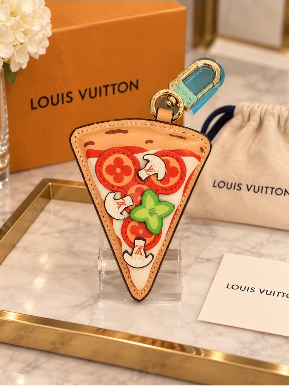 Luxury Fashion Pizza Slice Keychain